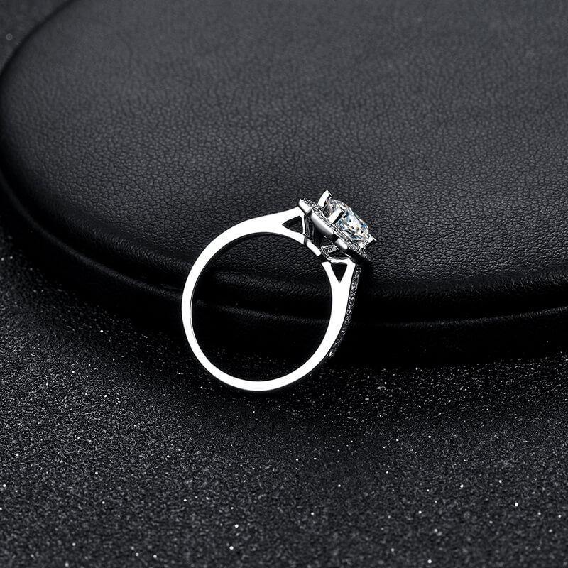 Halo Round Cut Moissanite Pave Engagement Ring - Image 6