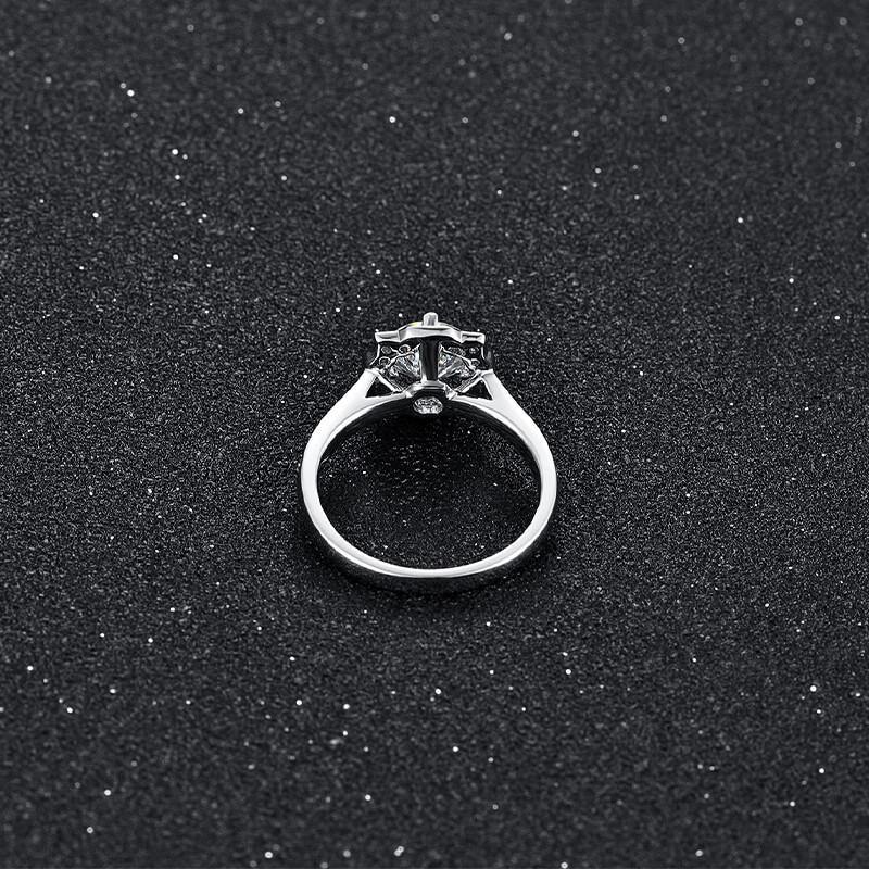 Halo Round Cut Moissanite Pave Engagement Ring - Image 7