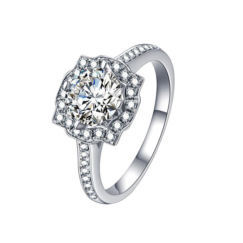 Halo Round Cut Moissanite Pave Engagement Ring - Image 9