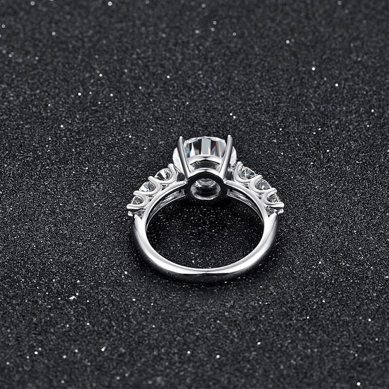 Seven Stone Round Cut Moissanite Sterling Silver Engagement Ring - Image 4