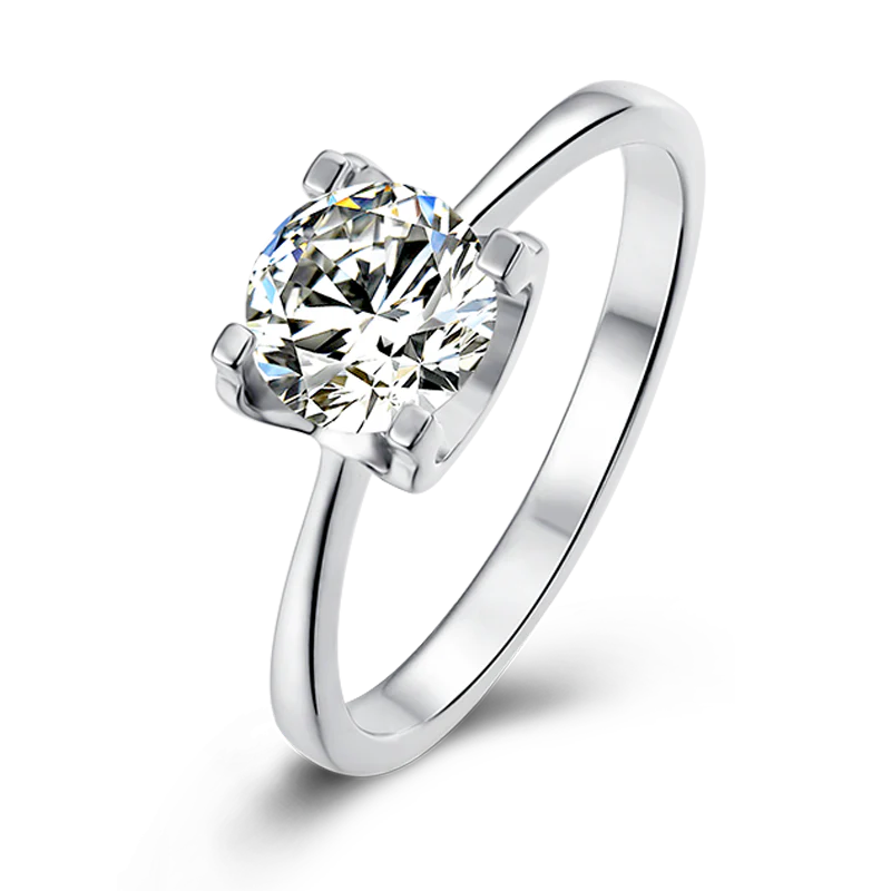 Solitaire Round Cut Moissanite Engagement Ring - Image 10