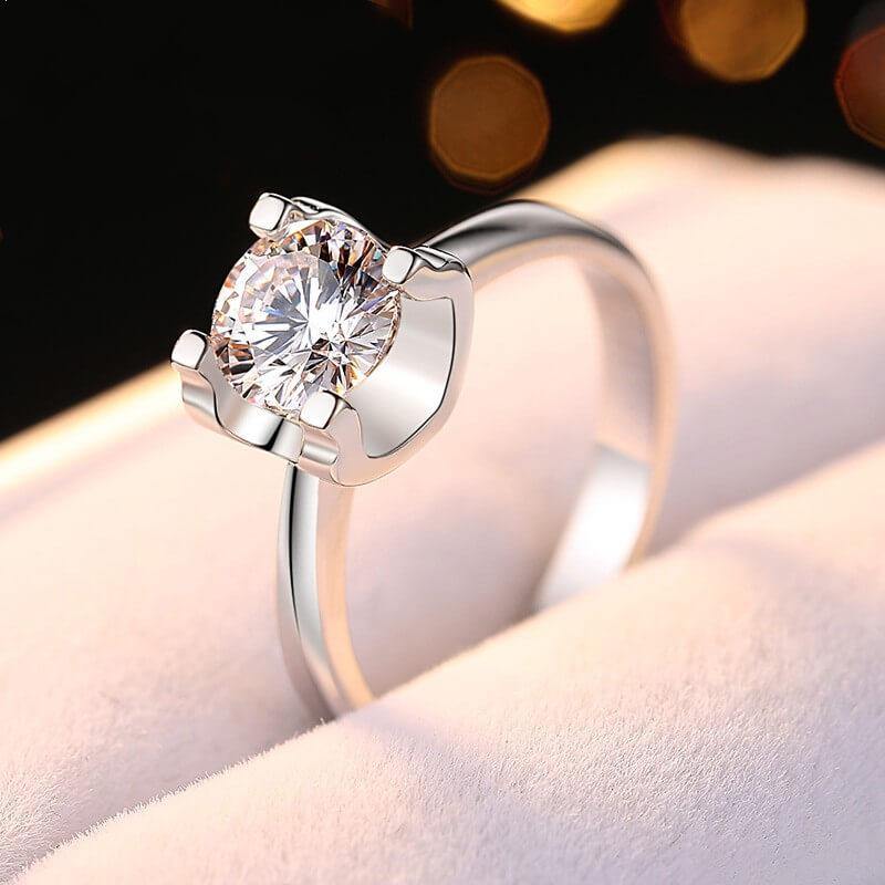 Solitaire Round Cut Moissanite Engagement Ring - Image 6