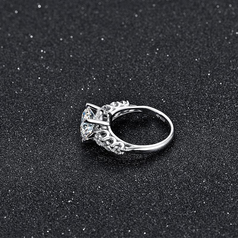 Seven Stone Round Cut Moissanite Sterling Silver Engagement Ring - Image 7