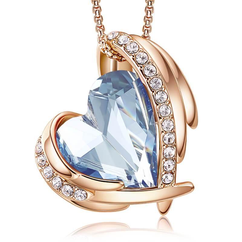 Heart Crystal Angel Wings Halo Necklace - Image 14