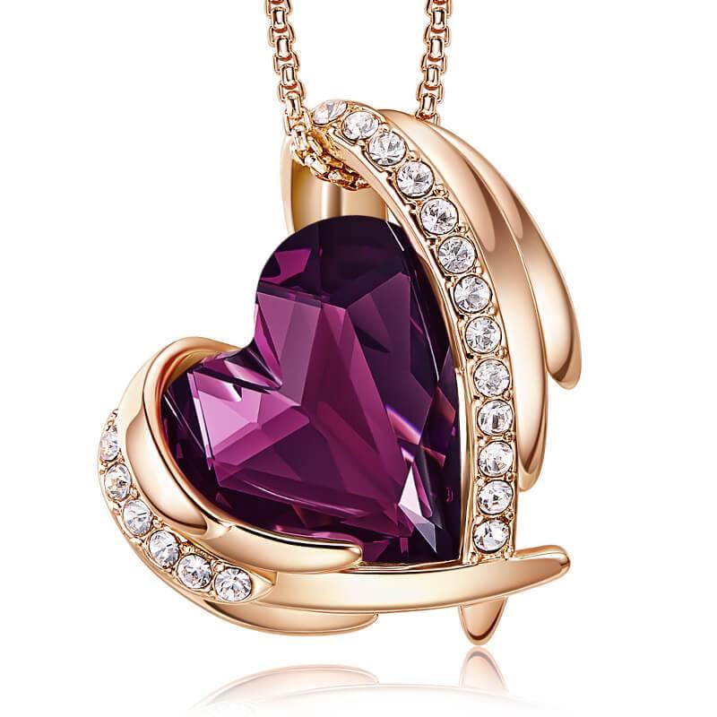 Heart Crystal Angel Wings Halo Necklace - Image 15