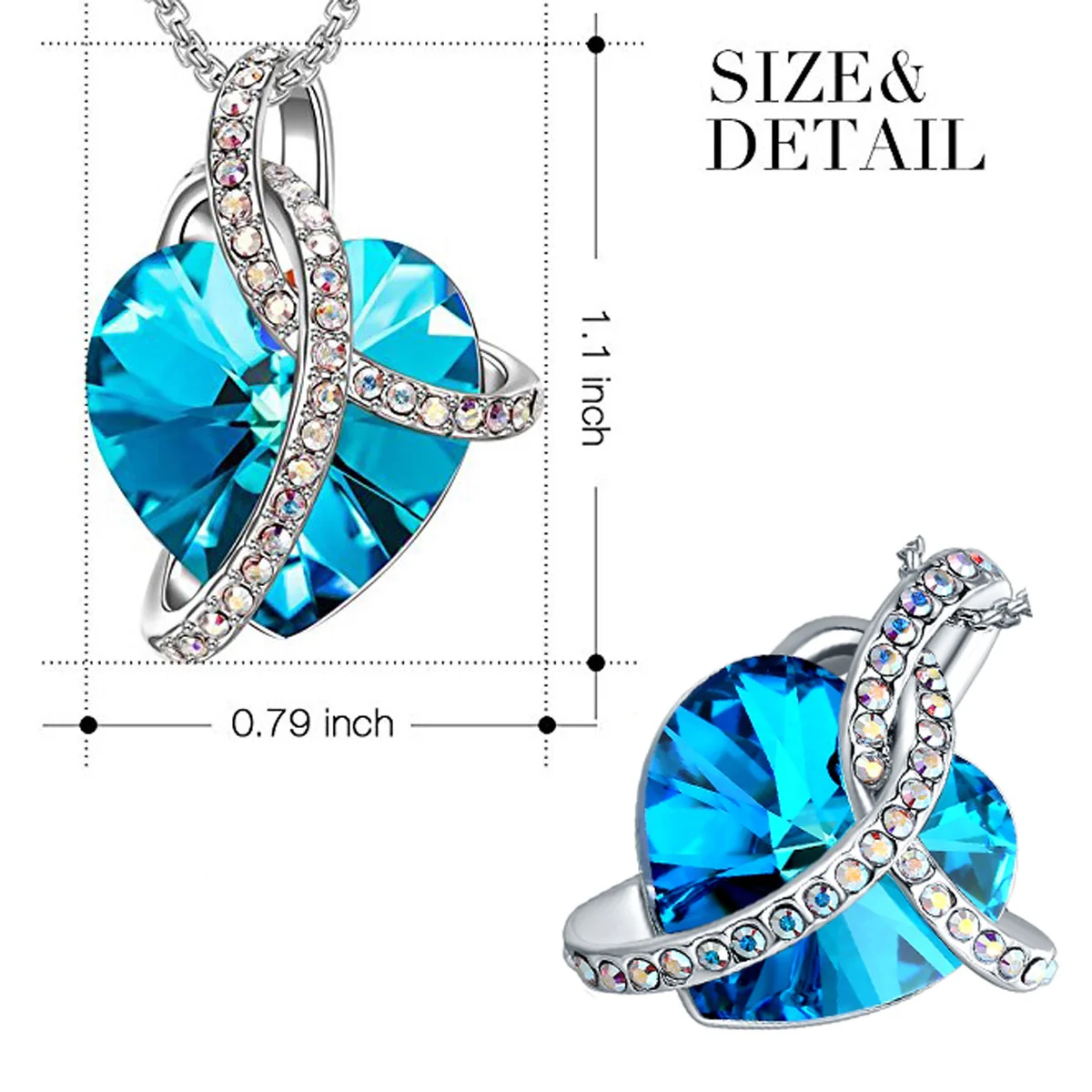 Love Heart Crystal Pave Necklace - Image 6