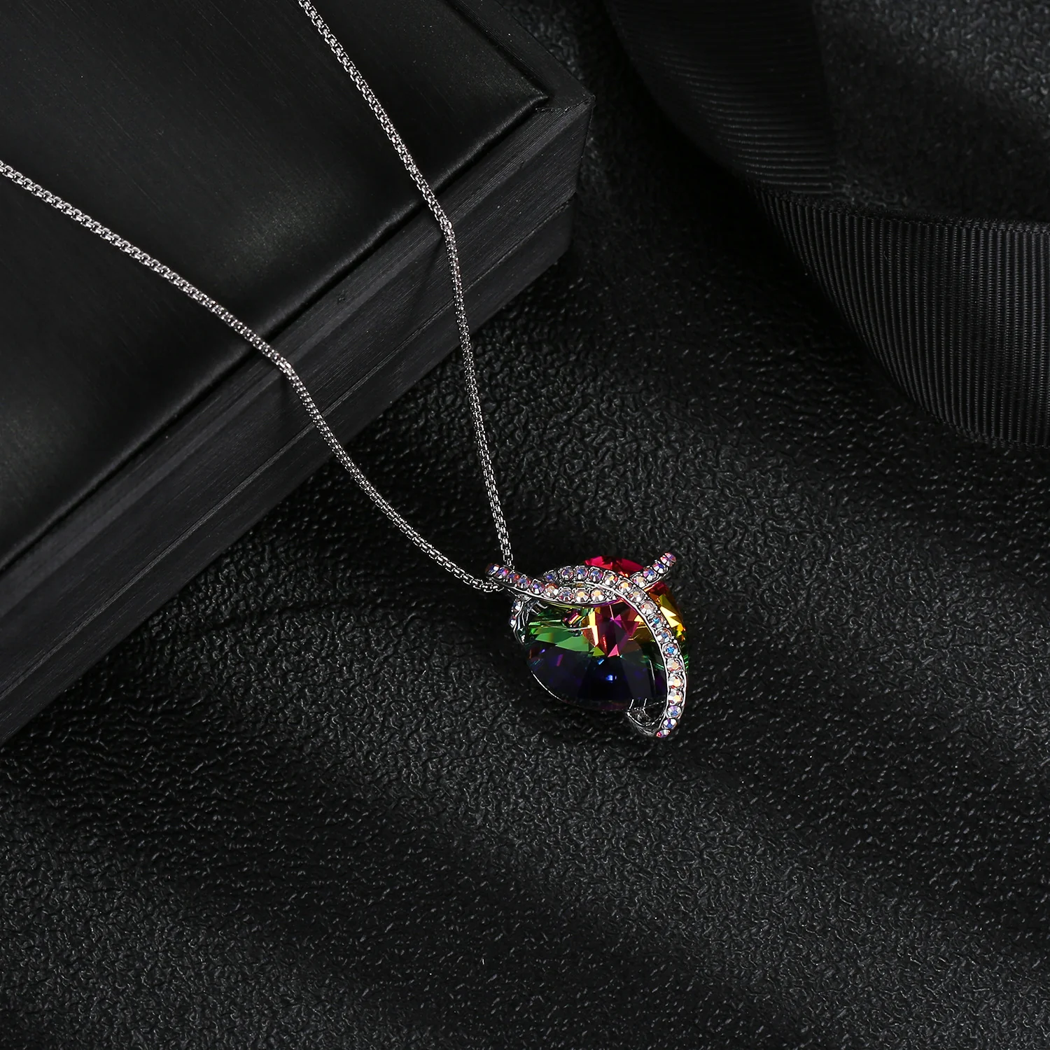 Love Heart Crystal Pave Necklace - Image 8