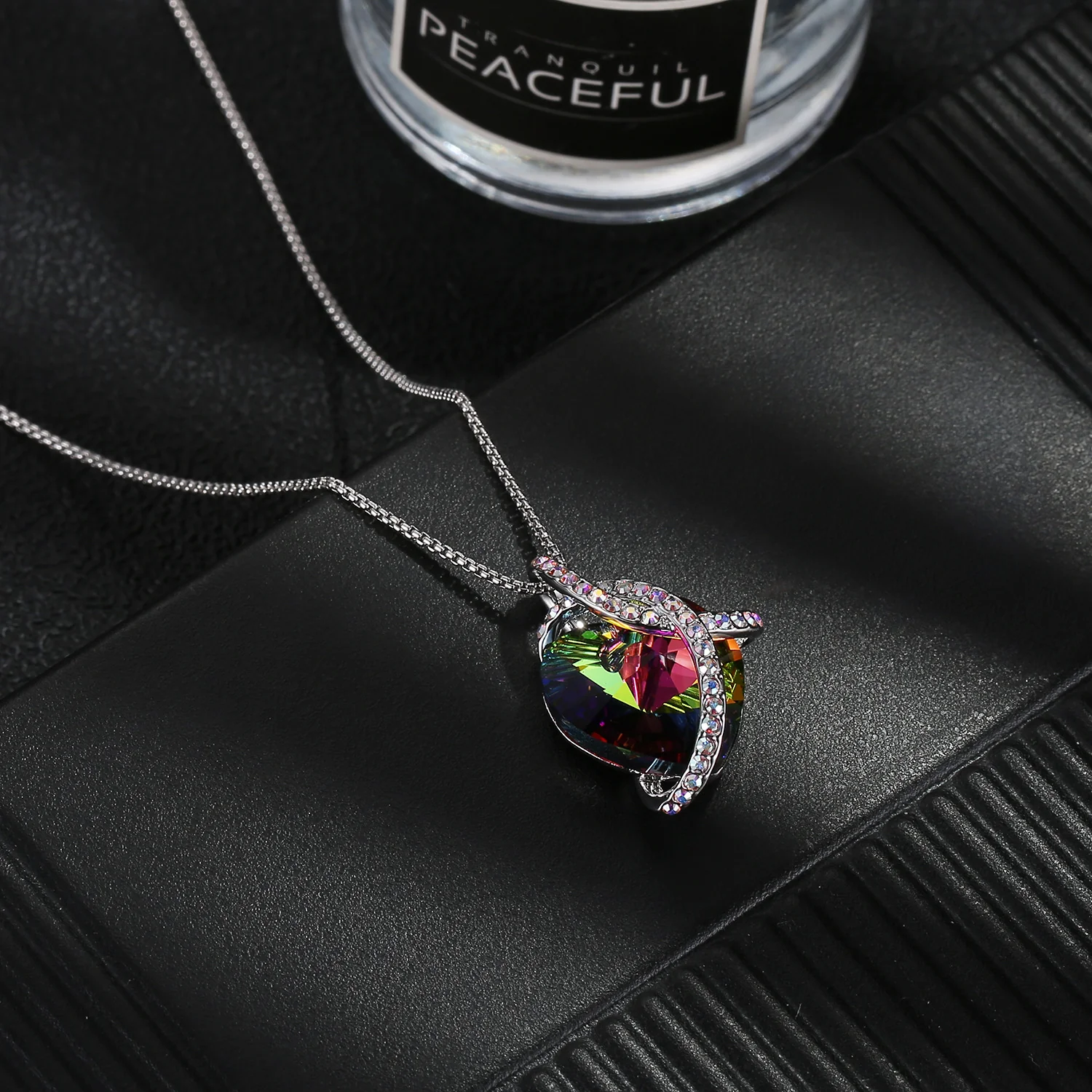 Love Heart Crystal Pave Necklace - Image 9