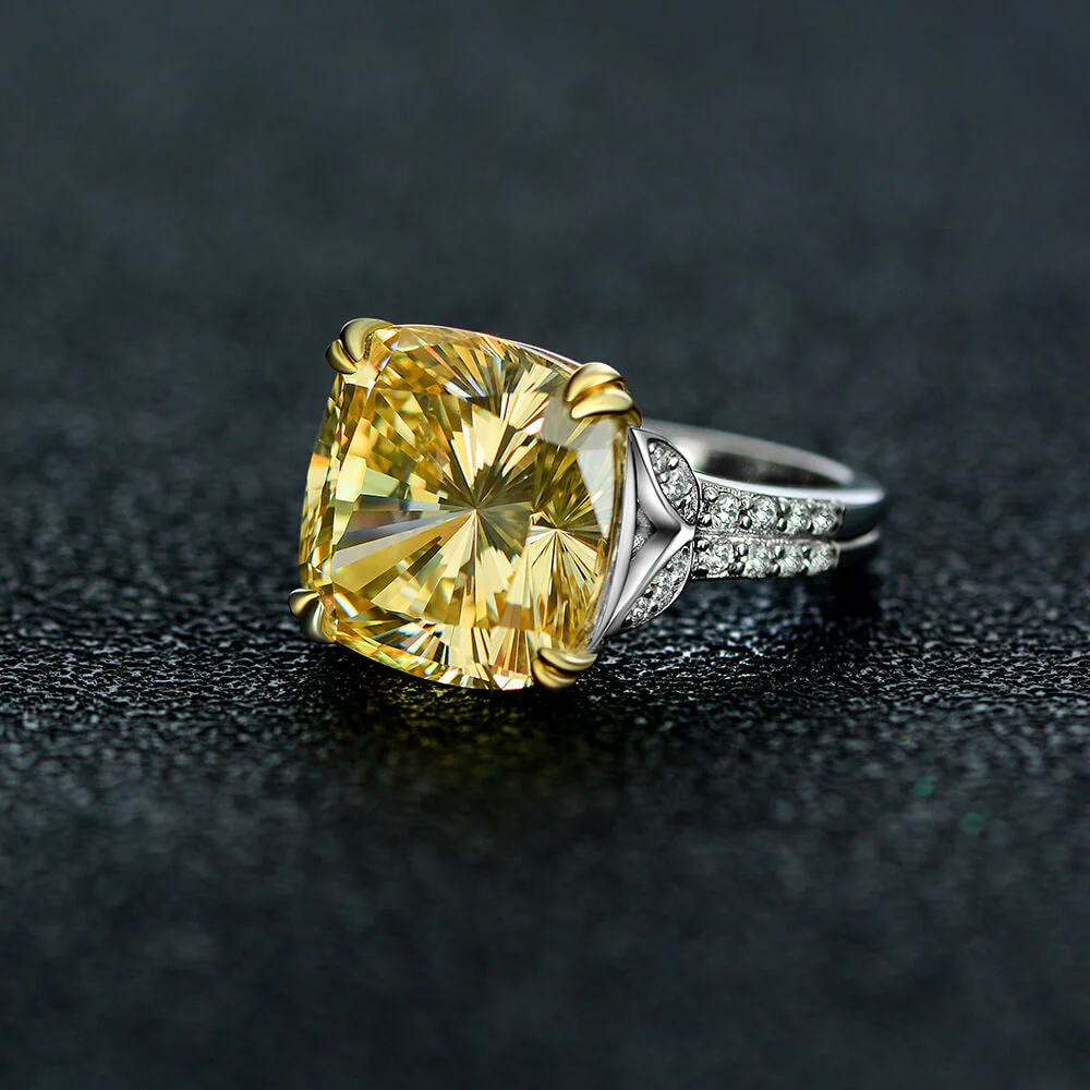 Luxury Coloured Cushion Sapphire Two Tone Sterling Silver Ring - Image 3