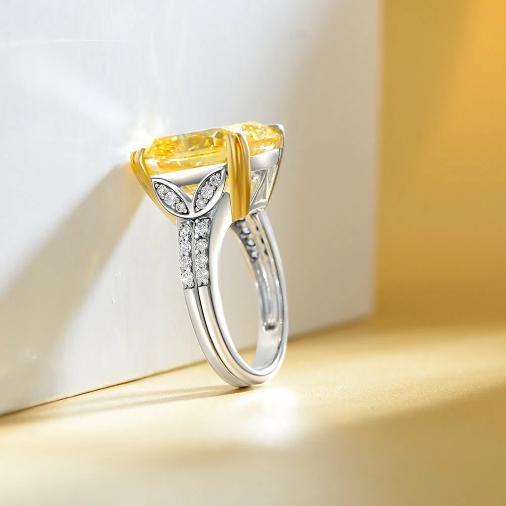 Luxury Coloured Cushion Sapphire Two Tone Sterling Silver Ring - Image 4