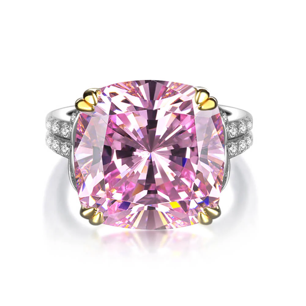 Luxury Coloured Cushion Sapphire Two Tone Sterling Silver Ring - Image 6