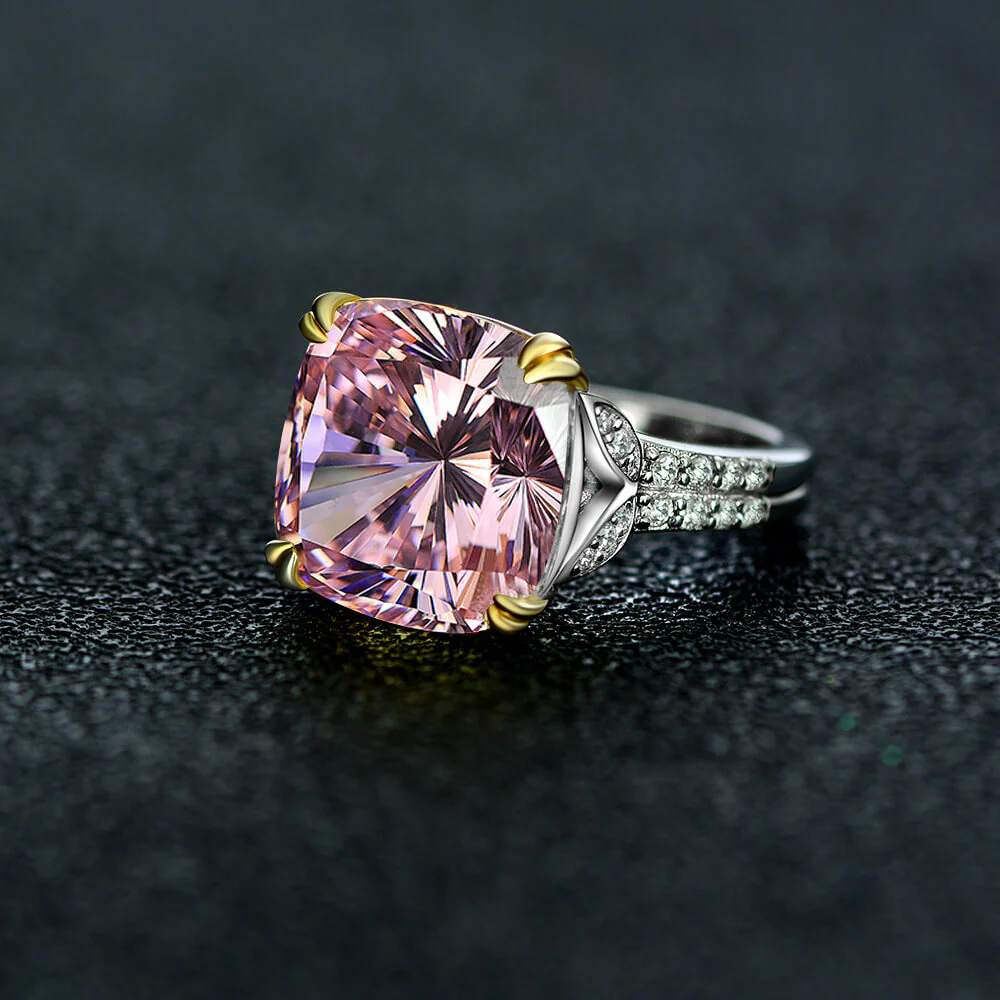 Luxury Coloured Cushion Sapphire Two Tone Sterling Silver Ring - Image 8