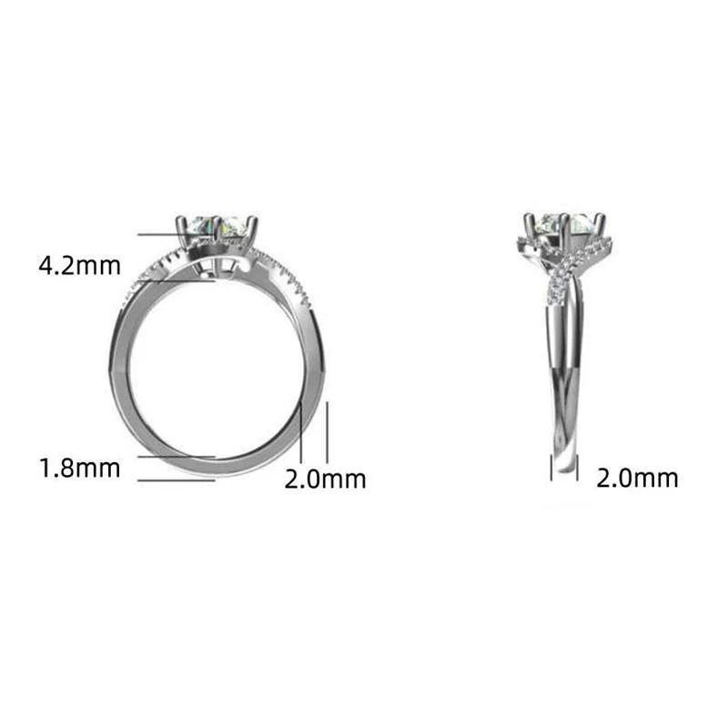 Round Moissanite Angel Eyes Sterling Silver Engagement Ring - Image 7