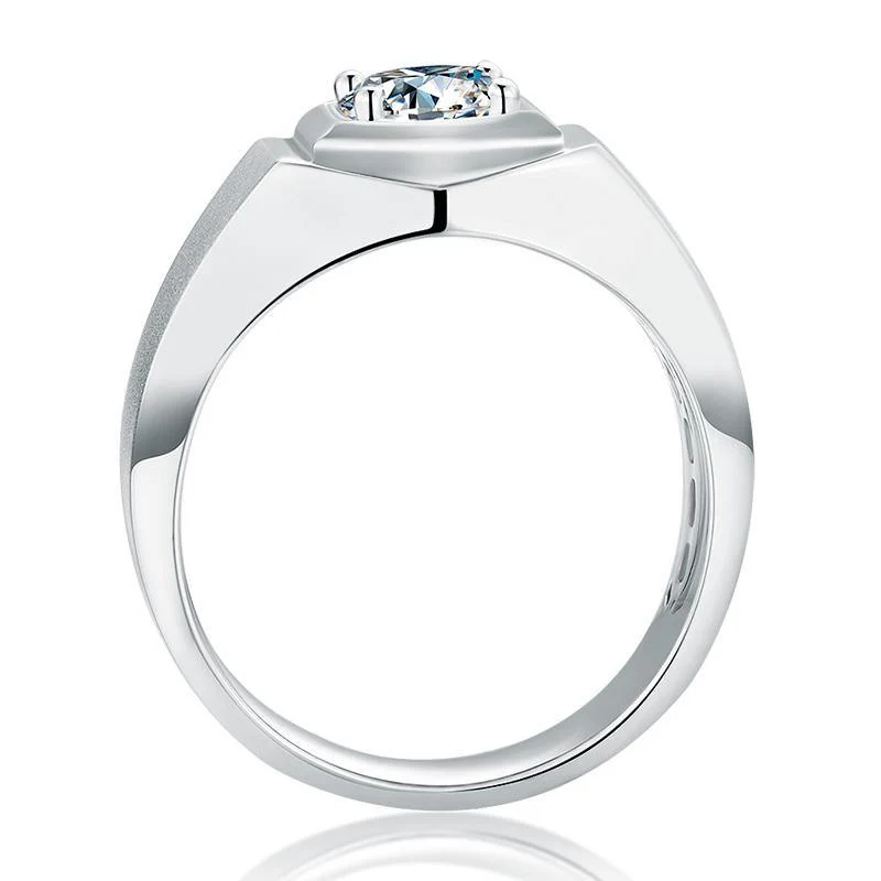 Classic Solitaire Moissanite Sterling Silver Wedding Ring For Men - Image 6