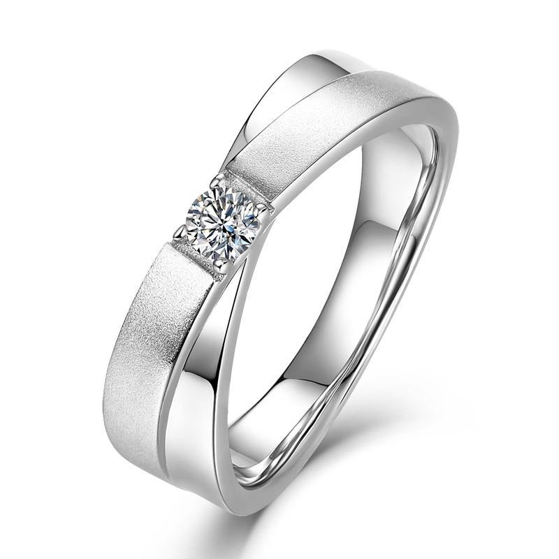 Moissanite Cross Arm Sterling Silver Wedding Band Ring - Image 8