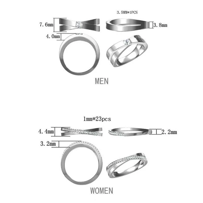 Moissanite Cross Arm Sterling Silver Wedding Band Ring - Image 9