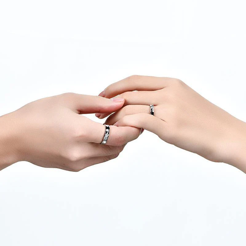 Moissanite Fashion Four Prong Sterling Silver Wedding Band Ring - Image 8