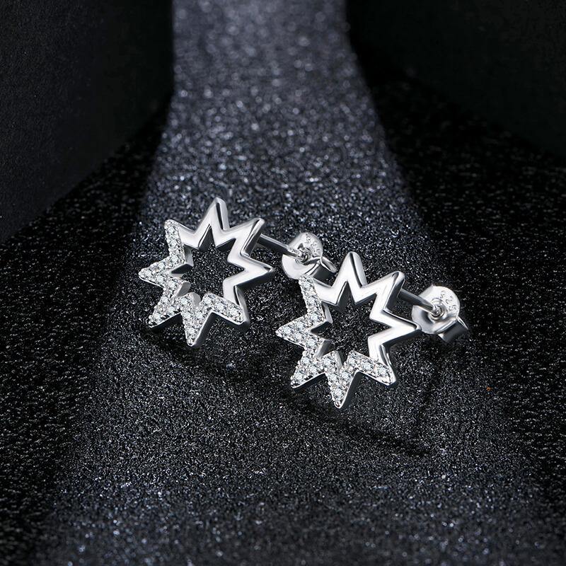 Moissanite Fashion Star Sterling Silver Earrings - Image 4