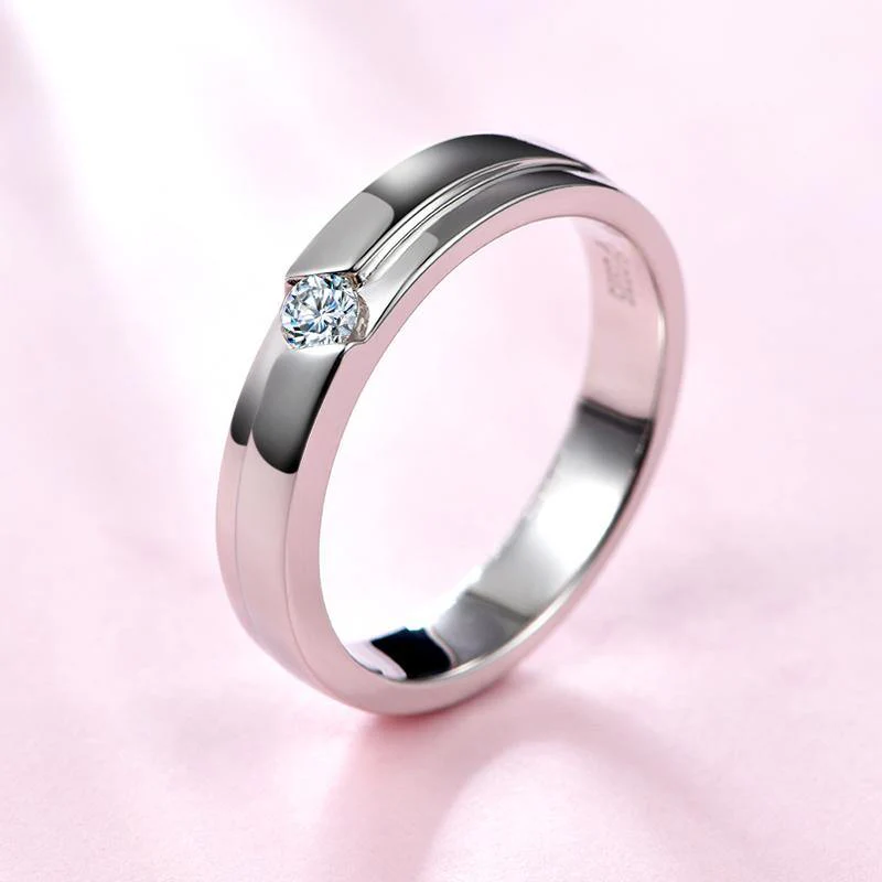 Moissanite Fashion Sterling Silver Wedding Band Ring - Image 3