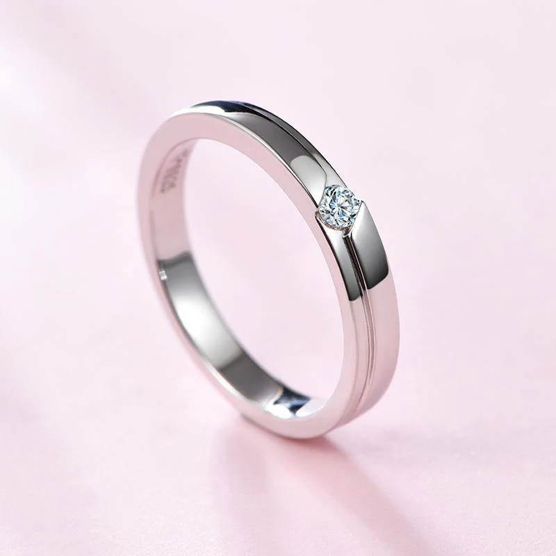 Moissanite Fashion Sterling Silver Wedding Band Ring - Image 4