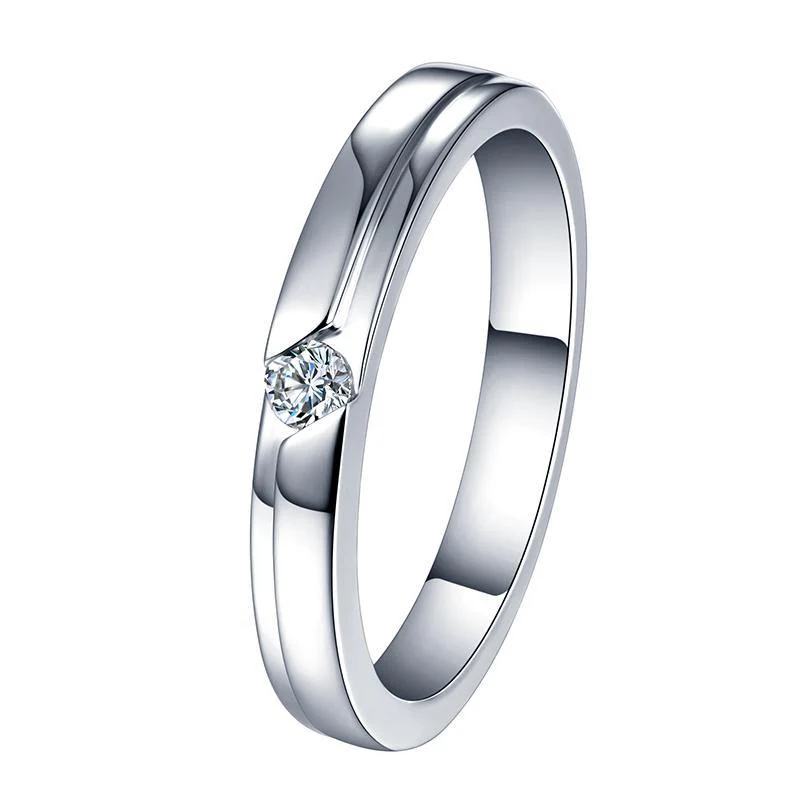 Moissanite Fashion Sterling Silver Wedding Band Ring - Image 5