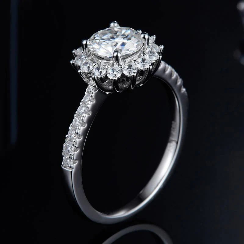 Moissanite Fashion Sunflower Pave Engagement Ring - Image 3