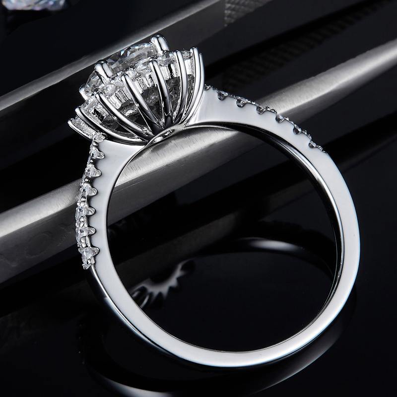 Moissanite Fashion Sunflower Pave Engagement Ring - Image 4