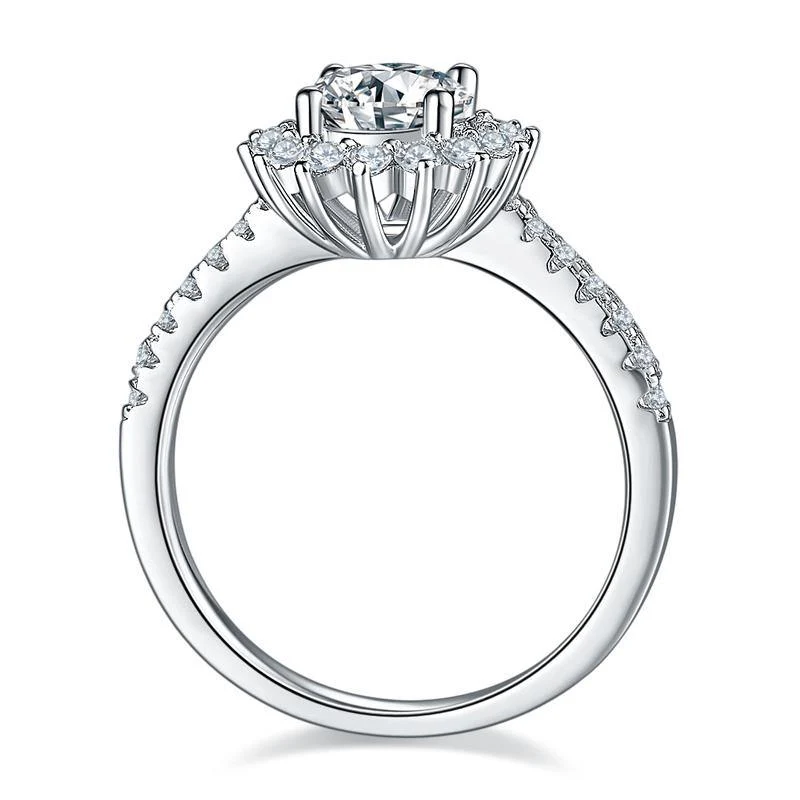Moissanite Fashion Sunflower Pave Engagement Ring - Image 6