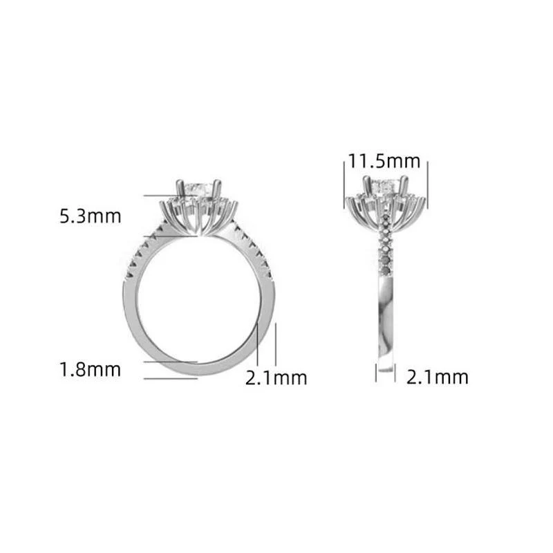 Moissanite Fashion Sunflower Pave Engagement Ring - Image 7