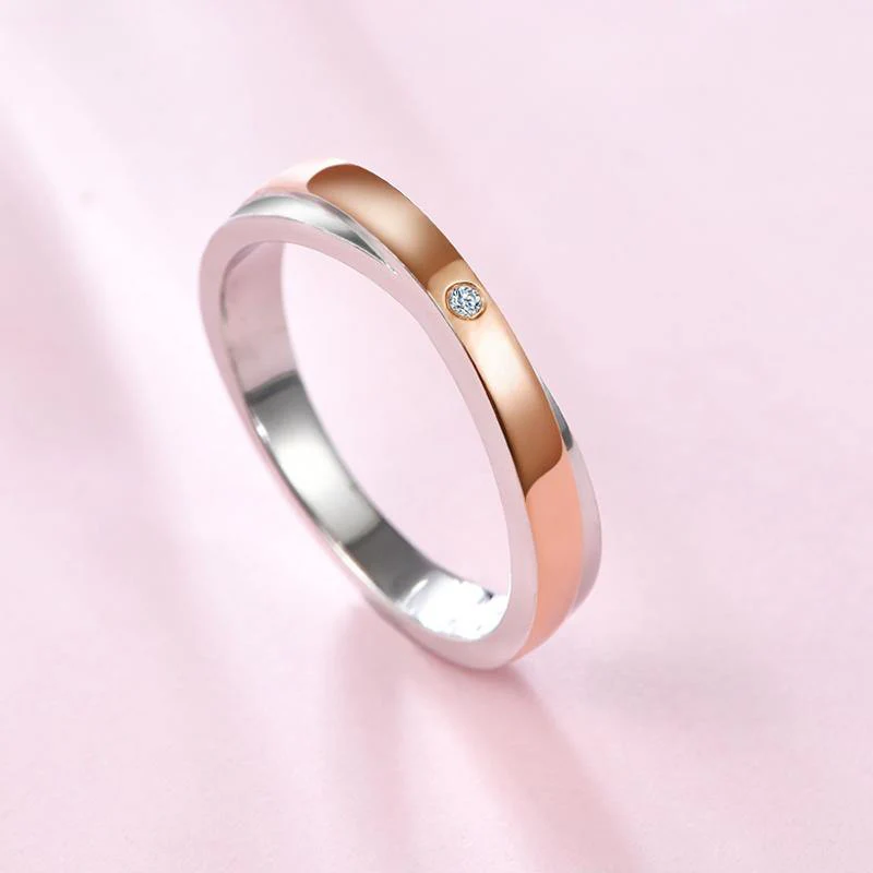 Moissanite Fashion Two Tone Eternity Sterling Silver Wedding Band Ring - Image 3