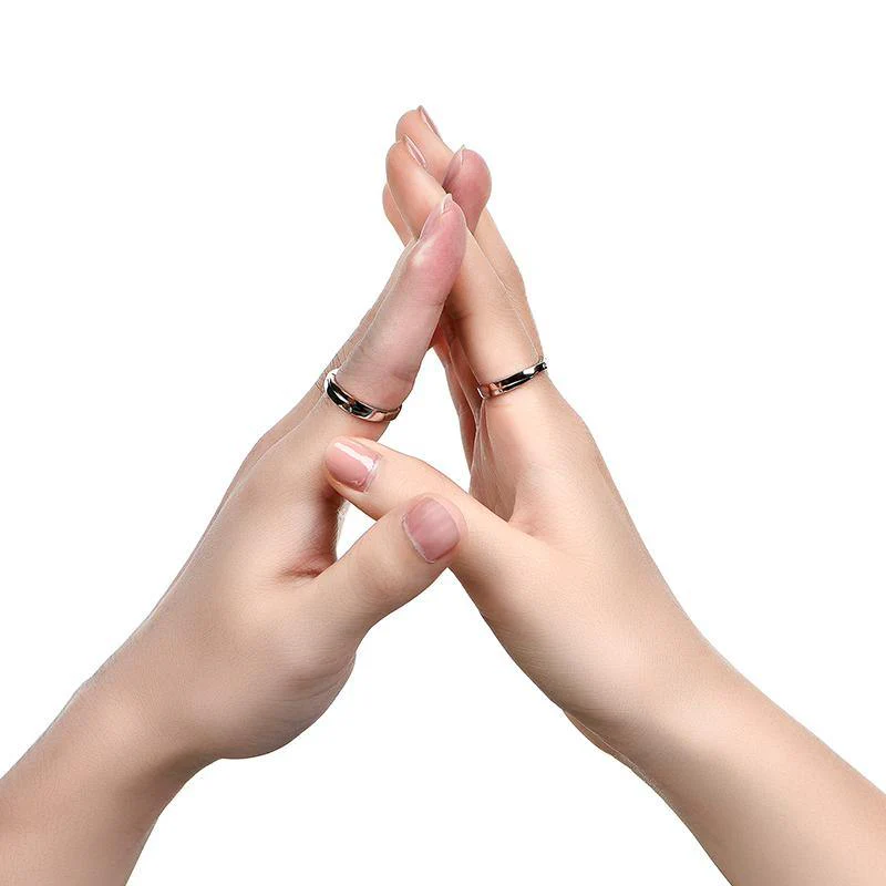 Moissanite Fashion Two Tone Eternity Sterling Silver Wedding Band Ring - Image 8