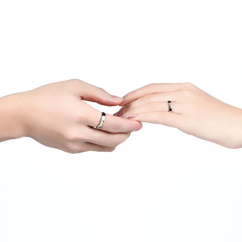 Moissanite Fashion Two Tone Sterling Silver Wedding Band Ring - Image 8