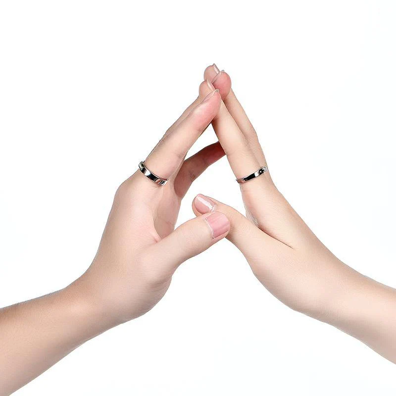 Moissanite Fashion Two Tone Sterling Silver Wedding Band Ring - Image 9