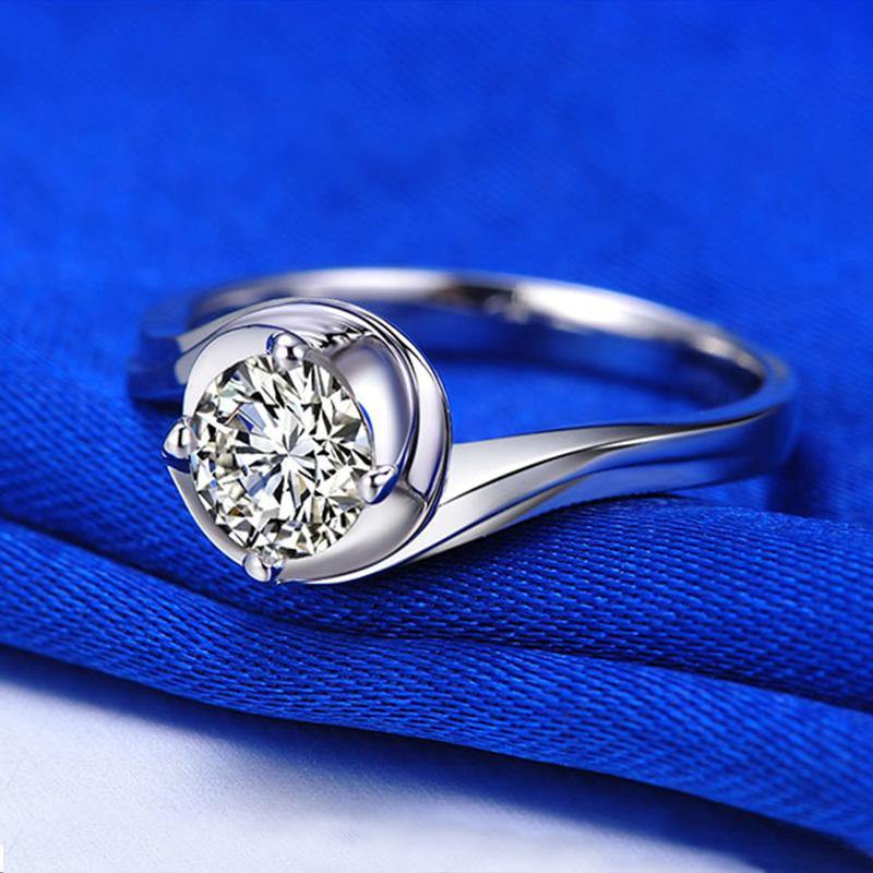 Solitaire Round Moissanite Flower Bud Engagement Ring - Image 3