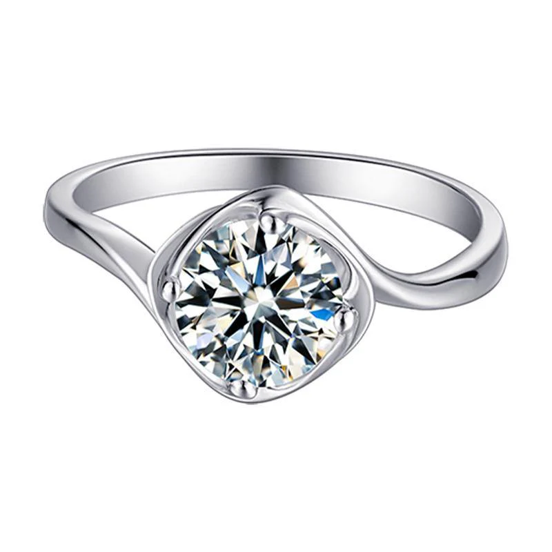 Solitaire Round Moissanite Flower Bud Engagement Ring - Image 8