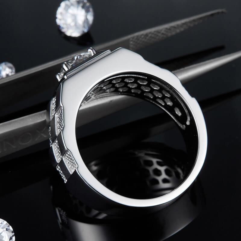 Moissanite Four Prong Sterling Silver Wedding Ring For Men - Image 4