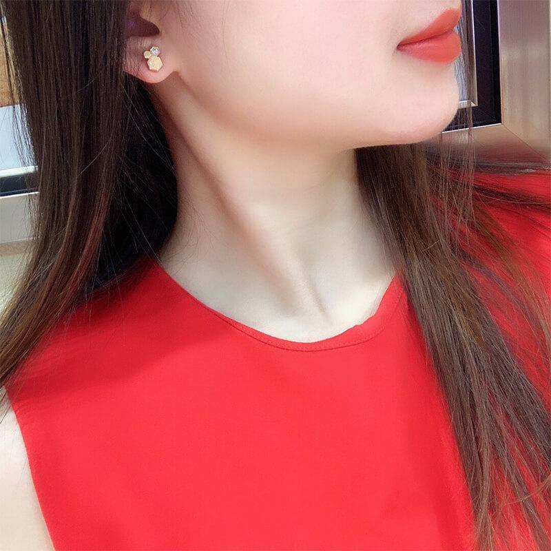 Moissanite honeycomb sterling silver earrings - Image 6