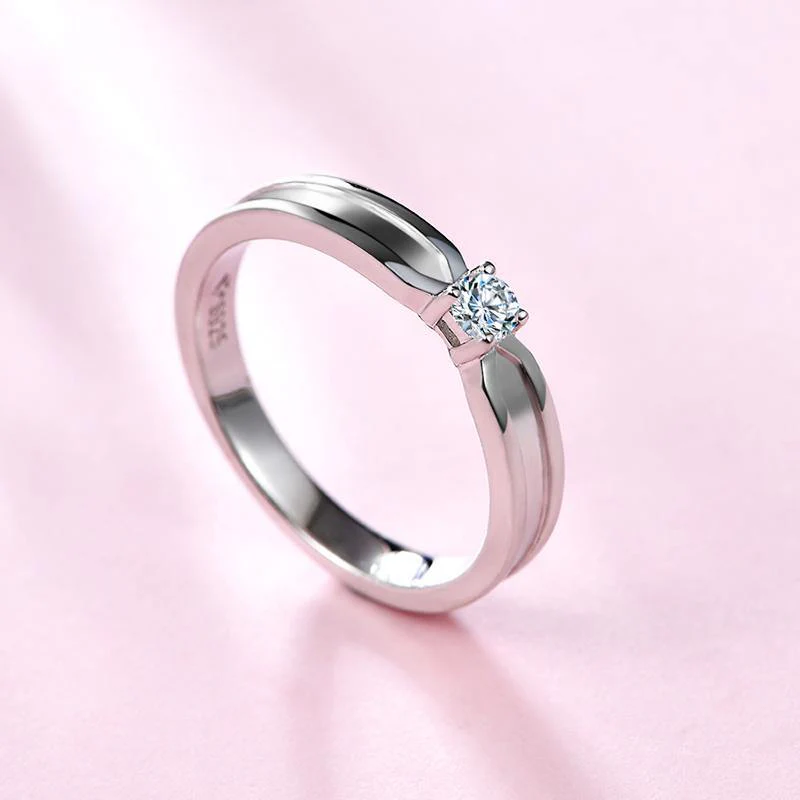 Moissanite Luxury Cross Sterling Silver Wedding Band Ring - Image 3