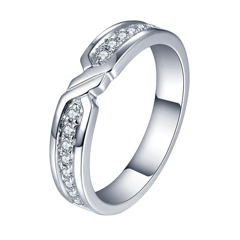 Moissanite Luxury Cross Sterling Silver Wedding Band Ring - Image 5