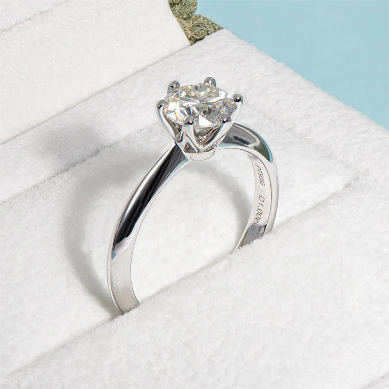 Classic Solitaire Moissanite Six-Prong Sterling Silver Engagement Ring - Image 10