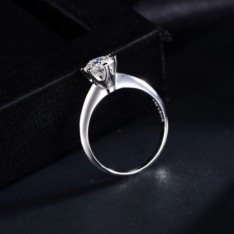 Classic Solitaire Moissanite Six-Prong Sterling Silver Engagement Ring - Image 4