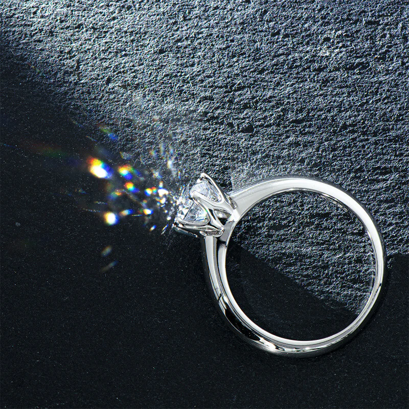 Classic Solitaire Moissanite Six-Prong Sterling Silver Engagement Ring - Image 7
