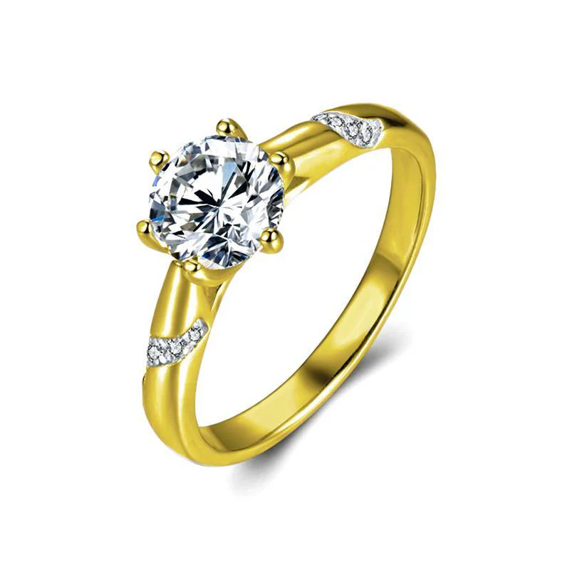 Fashion Round Moissanite Six Prong Side Stone Engagement Ring - Image 12