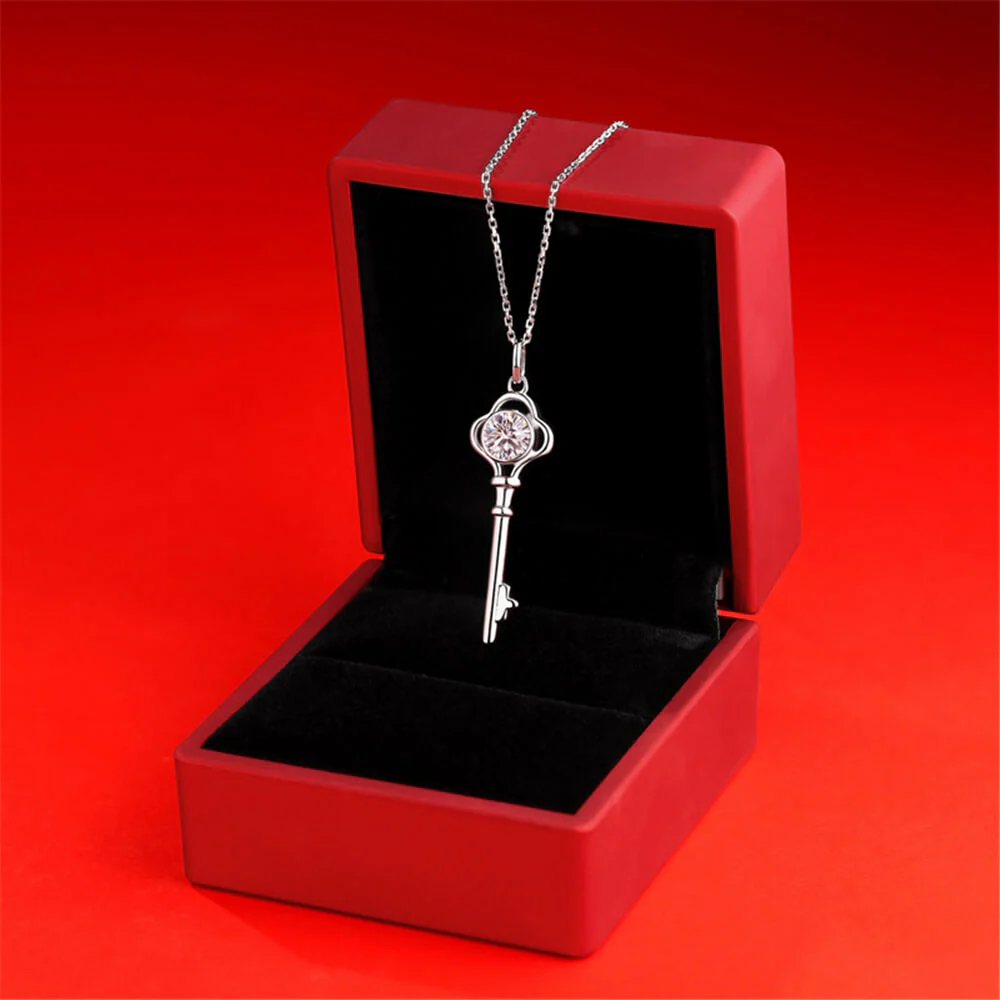 Moissanite Series Key Of The Heart Sterling Silver Necklace - Image 4