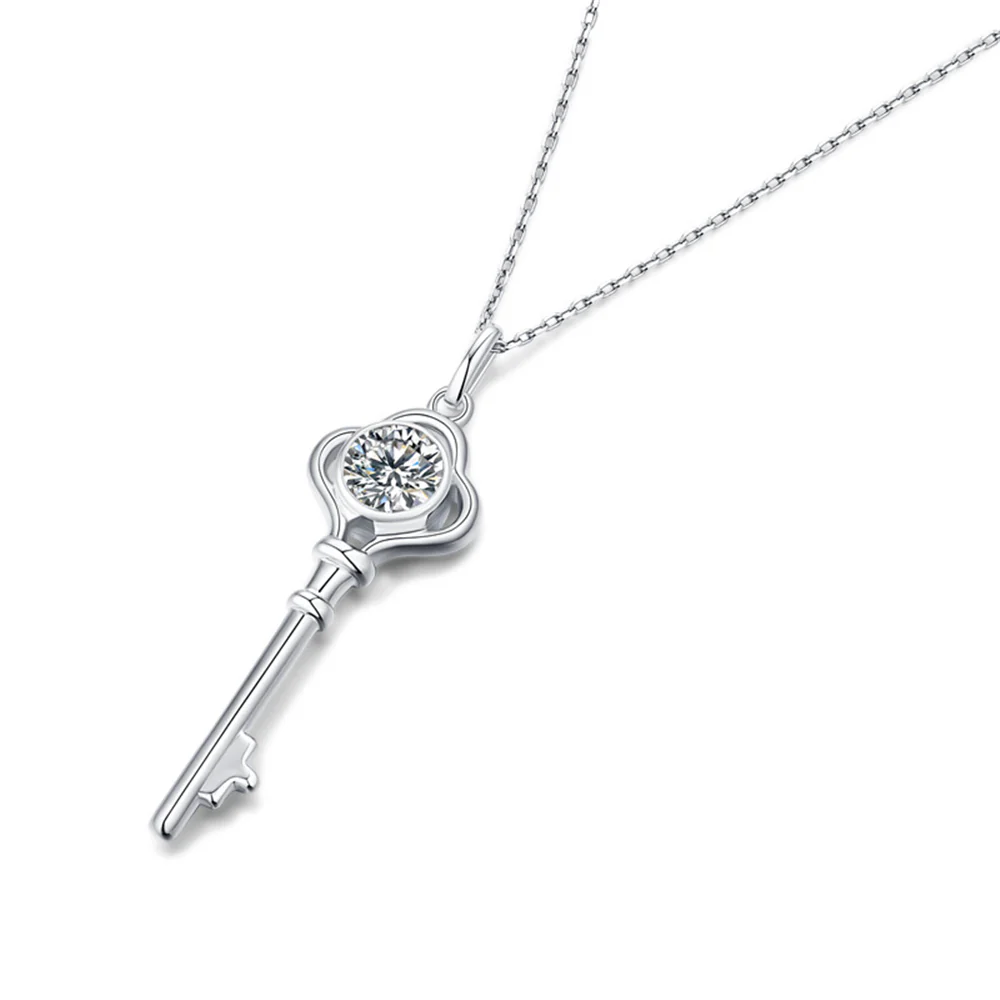 Moissanite Series Key Of The Heart Sterling Silver Necklace - Image 5