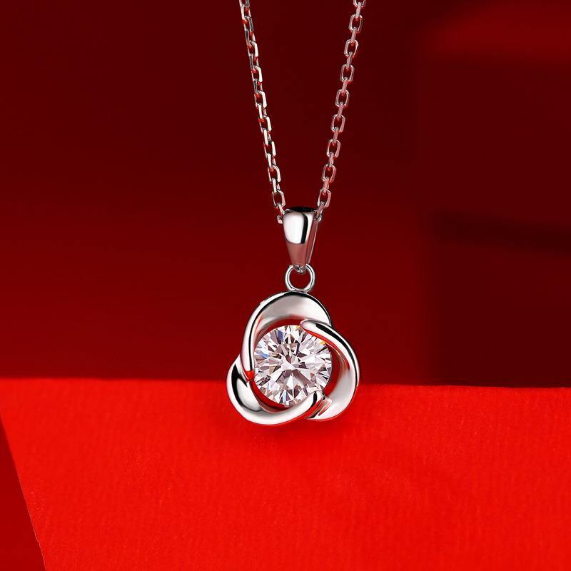Moissanite Series Lucky Clover Sterling Silver Necklace - Image 3