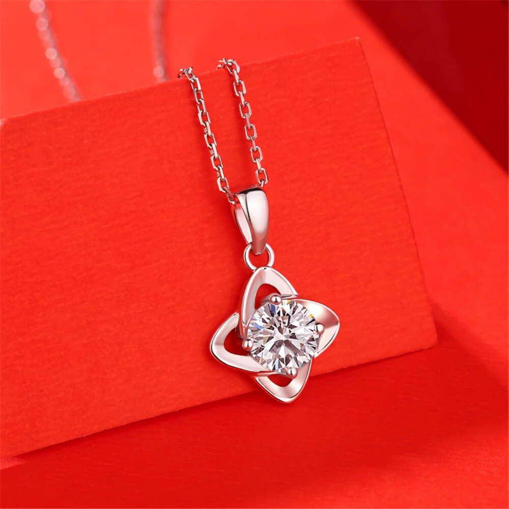 Moissanite Series Lucky Clover Sterling Silver Necklace - Image 3