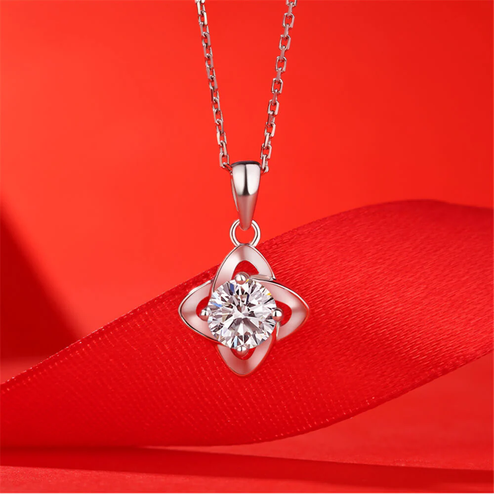 Moissanite Series Lucky Clover Sterling Silver Necklace - Image 4