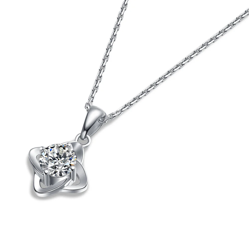 Moissanite Series Lucky Clover Sterling Silver Necklace - Image 5