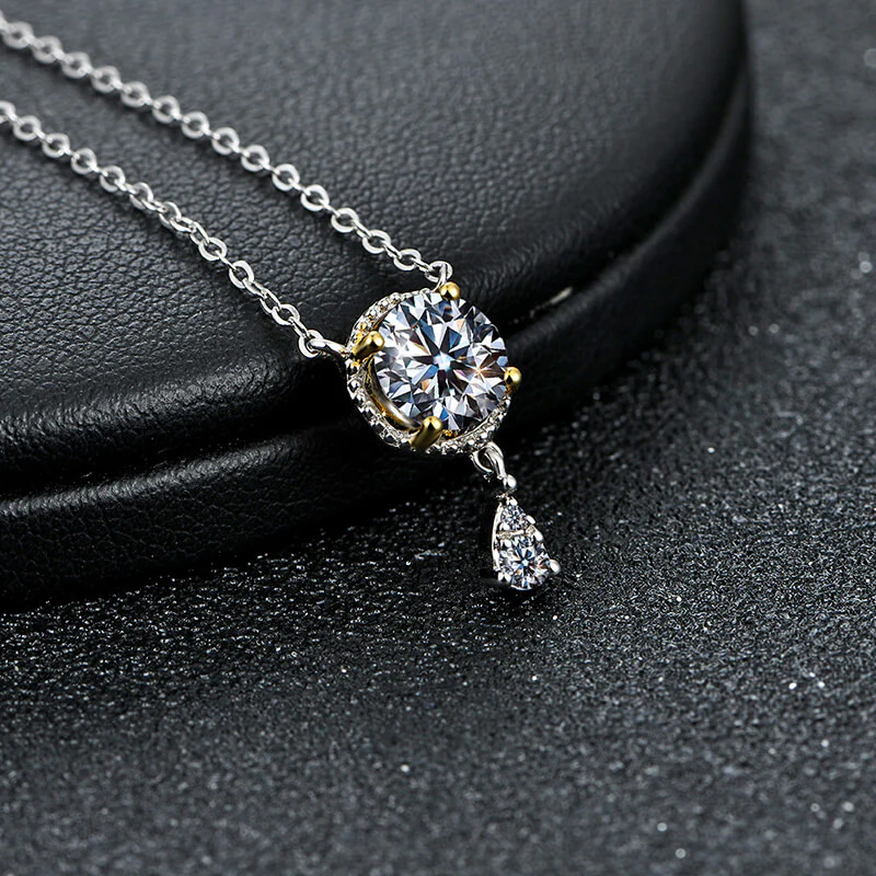 ReadYourHeart Moissanite Luxury Two Tone Halo Sterling Silver Necklace - Image 3